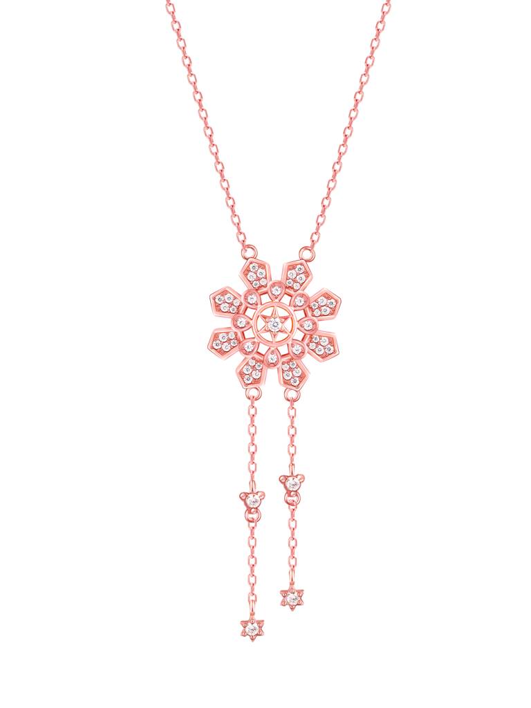 GIVA 925 Sterling Silver Rose Gold Flowery Love Necklace