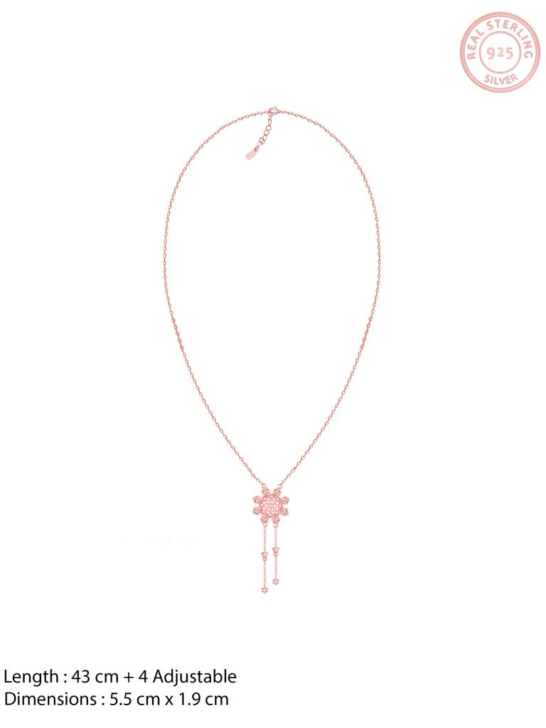 GIVA 925 Sterling Silver Rose Gold Flowery Love Necklace