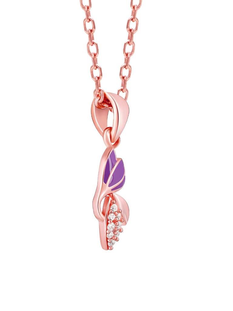 GIVA 925 Sterling Silver Rose Gold Crocus Love Pendant with Link Chain