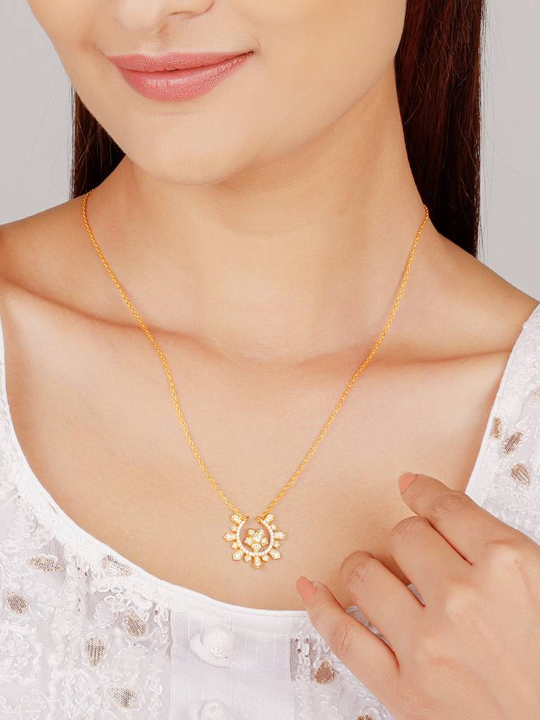 GIVA 925 Sterling Silver Golden Sparkling Royalty Necklace