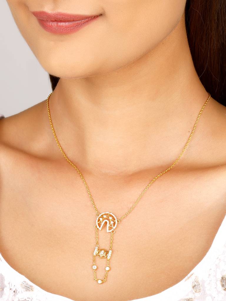 GIVA 925 Sterling Silver Golden Layered Mandala Necklace
