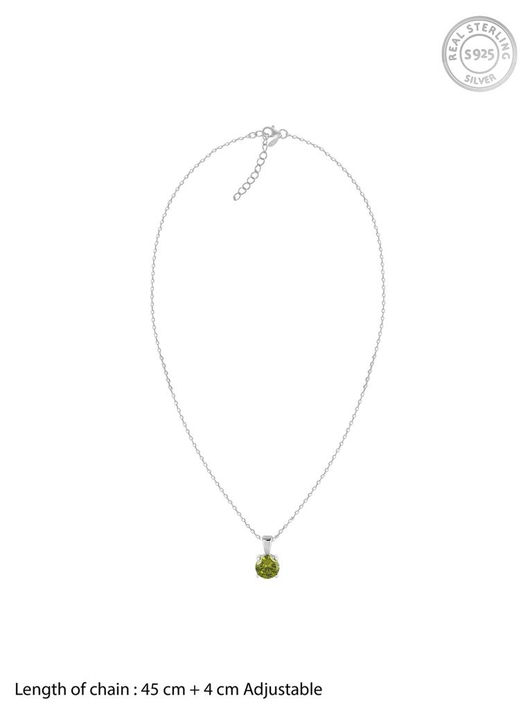 Silver Gracious Green Pendant With Link Chain : PD01477