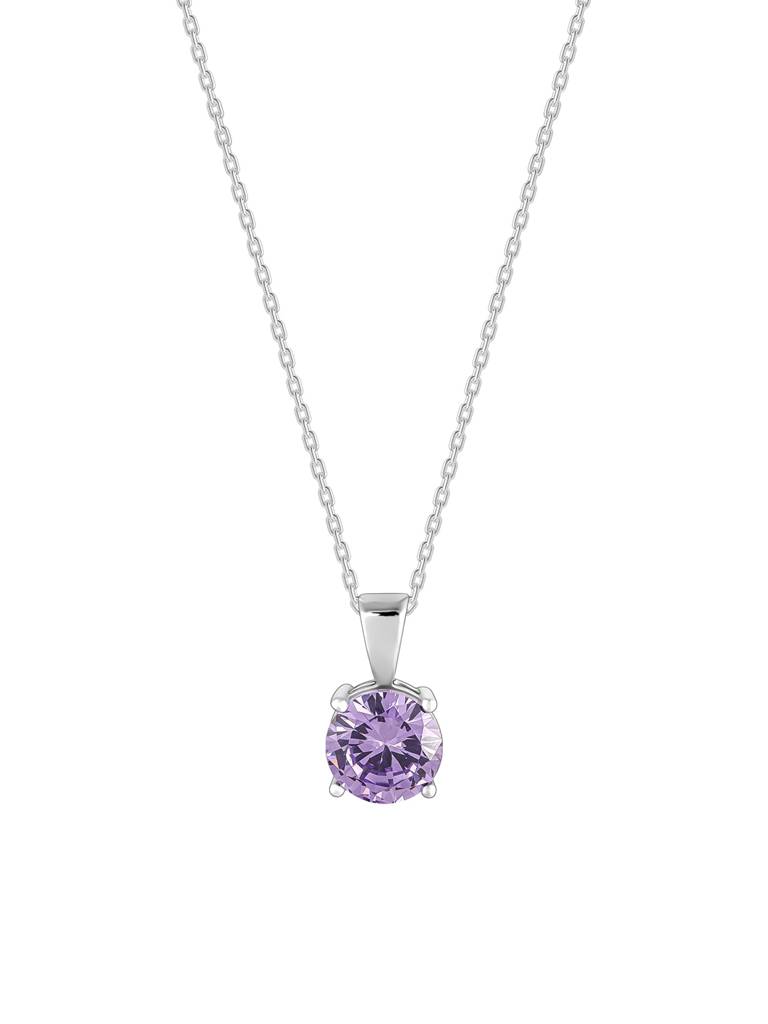 Silver Gracious Purple Pendant With Link Chain : PD01478