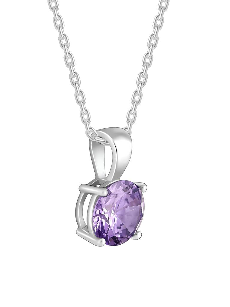 Silver Gracious Purple Pendant With Link Chain : PD01478