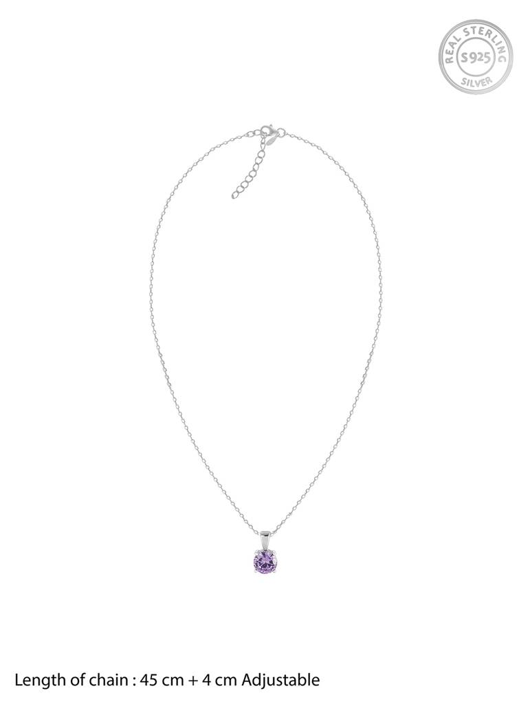 Silver Gracious Purple Pendant With Link Chain : PD01478