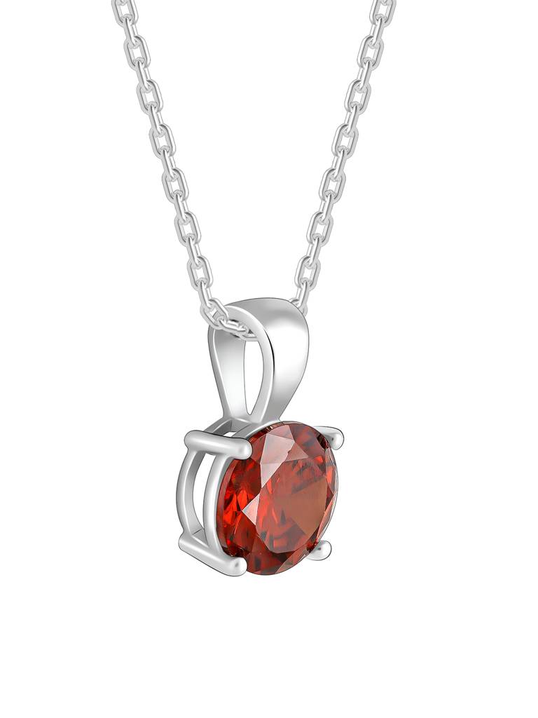 Silver Gracious Red Pendant With Link Chain : PD01479