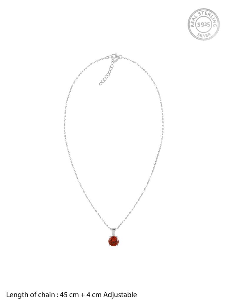 Silver Gracious Red Pendant With Link Chain : PD01479