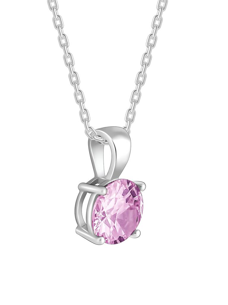 Silver Gracious Pink Pendant With Link Chain : PD01480