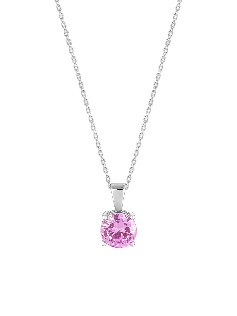Silver Gracious Pink Pendant With Link Chain : PD01480