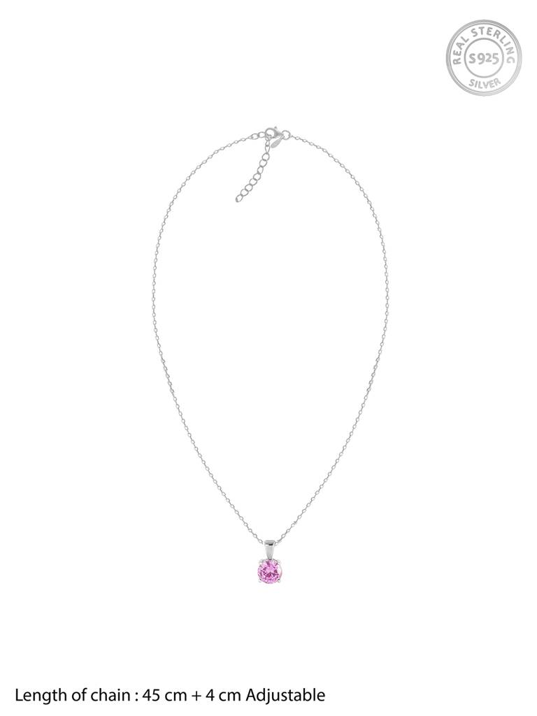 Silver Gracious Pink Pendant With Link Chain : PD01480