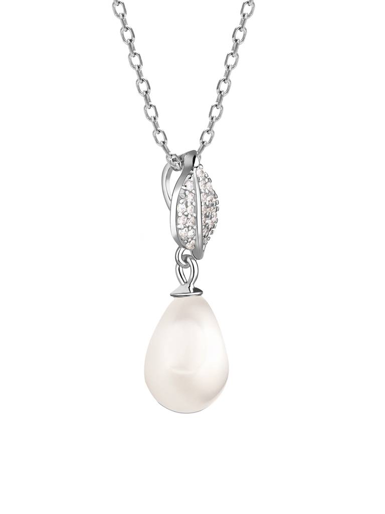 GIVA 925 Sterling Silver Classic Pearl Pendant with Link Chain