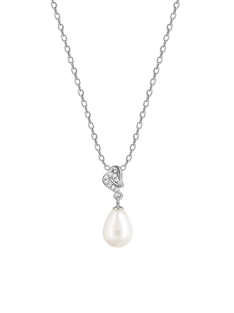 GIVA 925 Sterling Silver Elegant Pearl Drop Pendant with Link Chain
