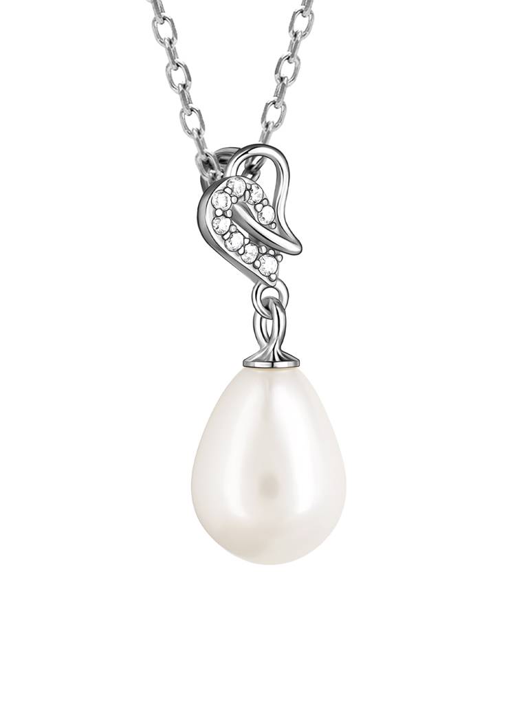 GIVA 925 Sterling Silver Elegant Pearl Drop Pendant with Link Chain