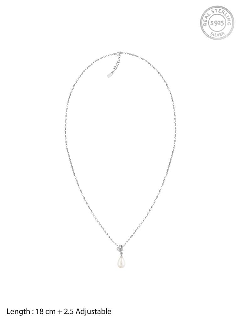 GIVA 925 Sterling Silver Elegant Pearl Drop Pendant with Link Chain