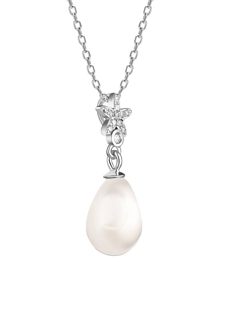 GIVA 925 Sterling Silver Starry Pearl Pendant with Link Chain