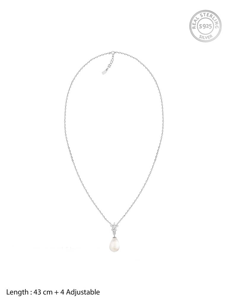 GIVA 925 Sterling Silver Starry Pearl Pendant with Link Chain
