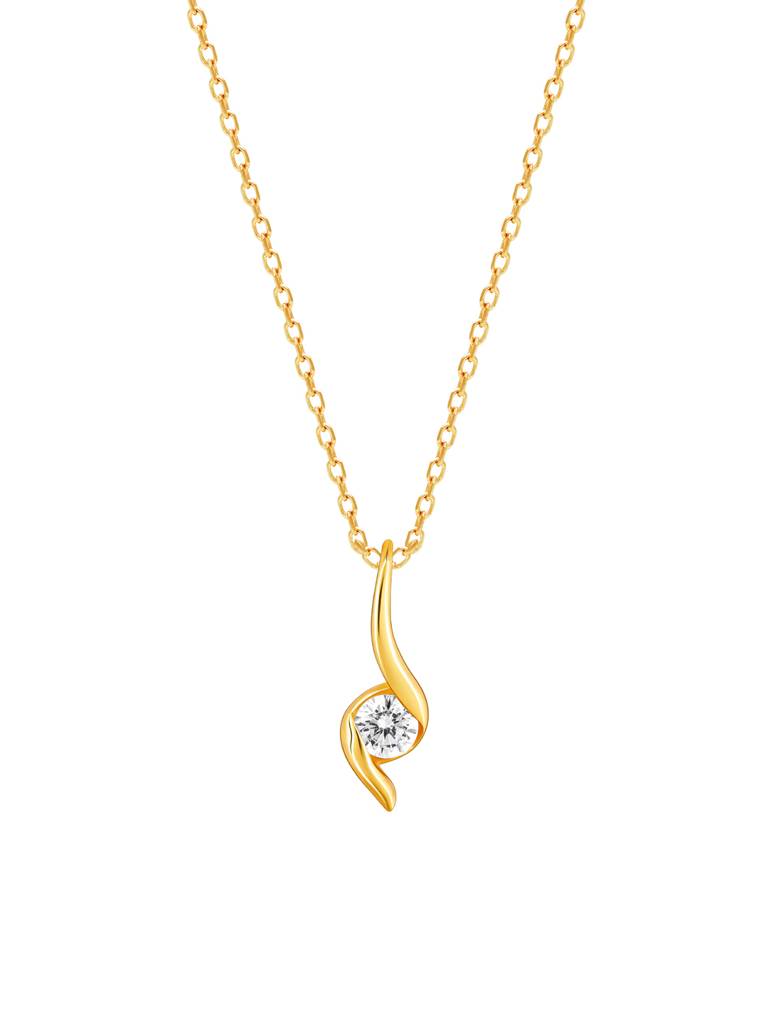 GIVA 925 Sterling Silver Golden Spark Solitaire Pendant with Link Chain