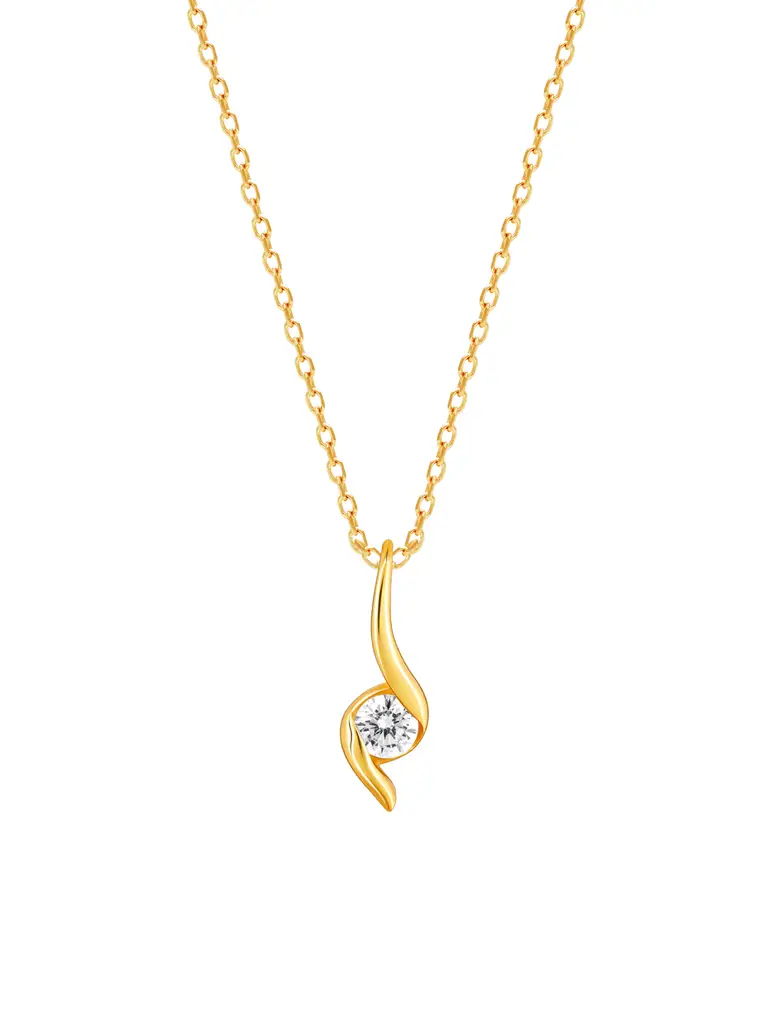 GIVA 925 Sterling Silver Golden Spark Solitaire Pendant with Link Chain