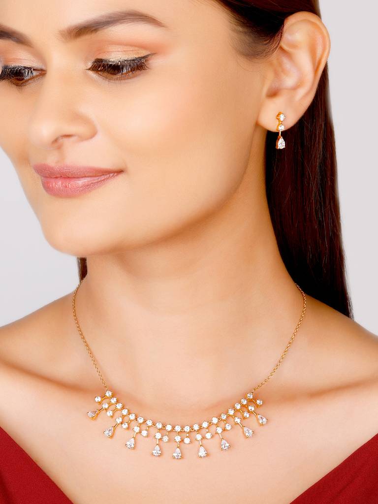 GIVA 925 Sterling Silver Golden Floral Beauty Set