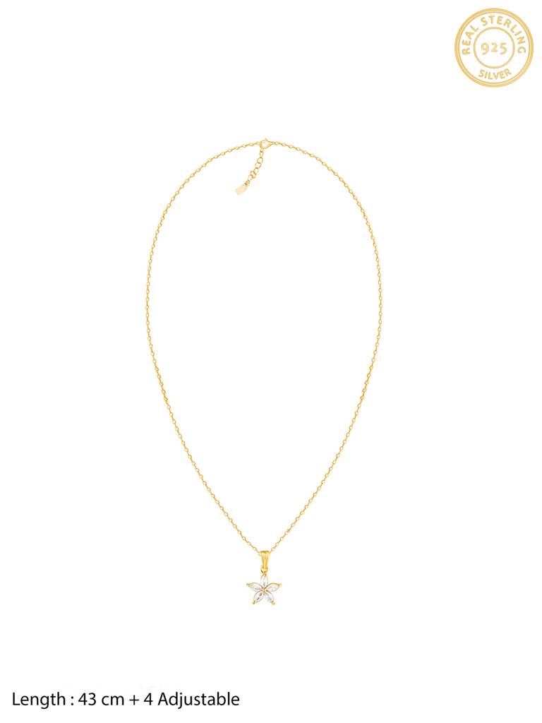 GIVA 925 Sterling Silver Golden Lily Pendant with Link Chain