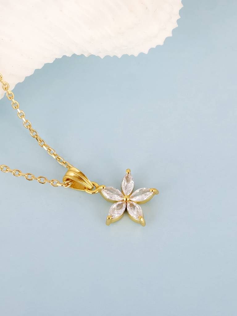GIVA 925 Sterling Silver Golden Lily Pendant with Link Chain