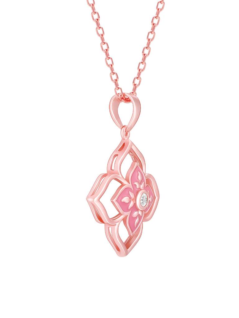 GIVA 925 Sterling Silver Rose Gold Mosaic of Taj Pendant with Link Chain