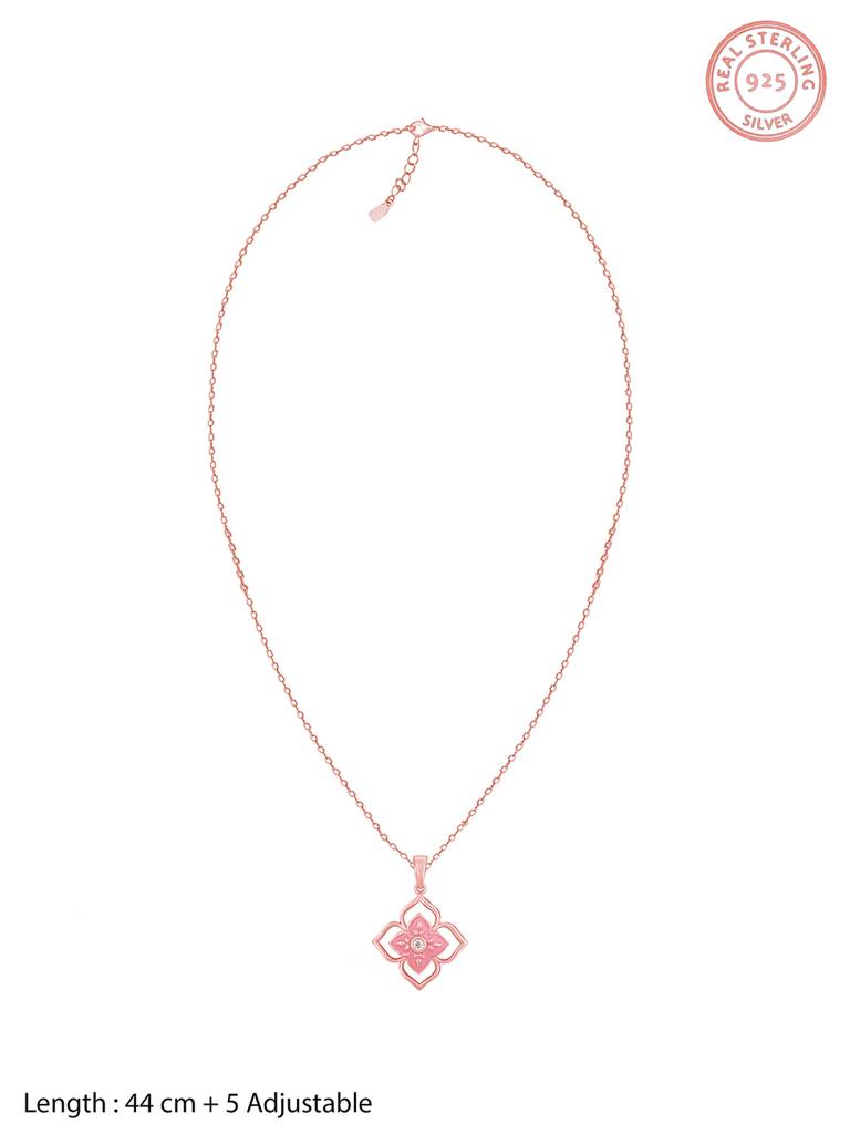 GIVA 925 Sterling Silver Rose Gold Mosaic of Taj Pendant with Link Chain