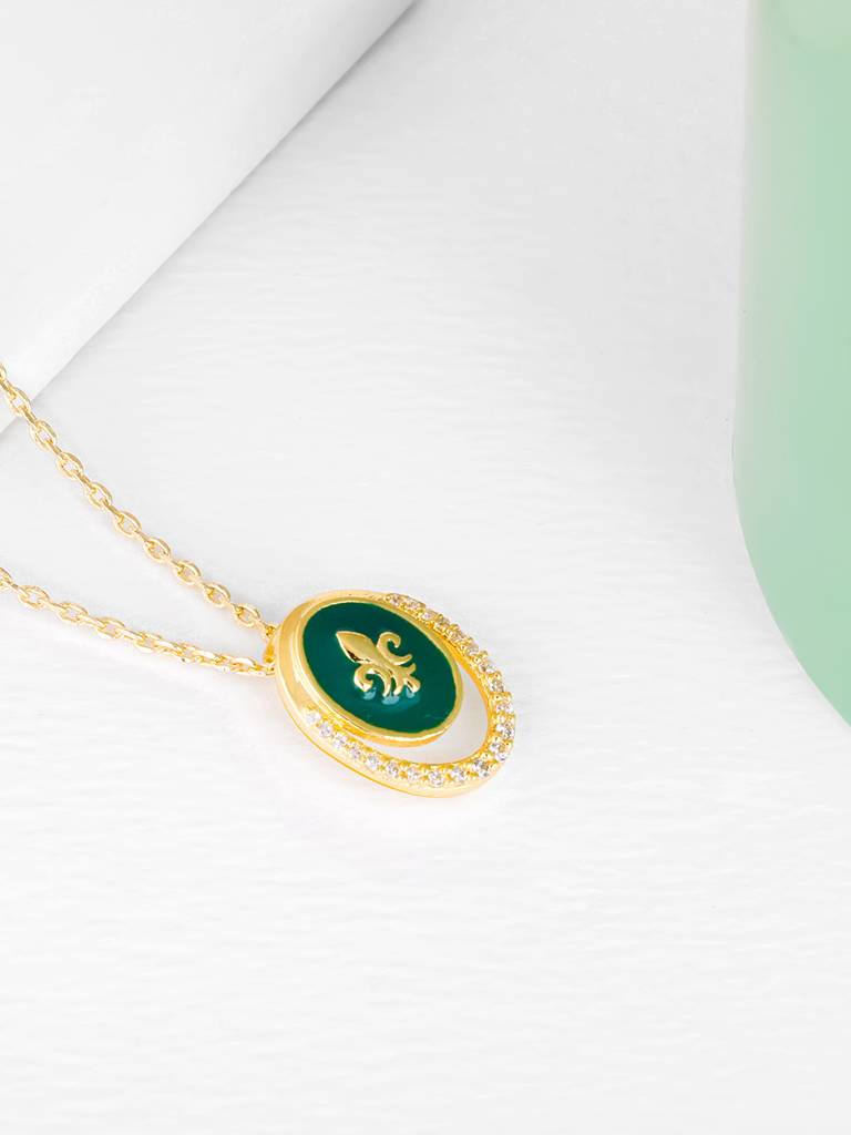 GIVA 925 Sterling Silver Golden Queens Music Pendant with Link Chain