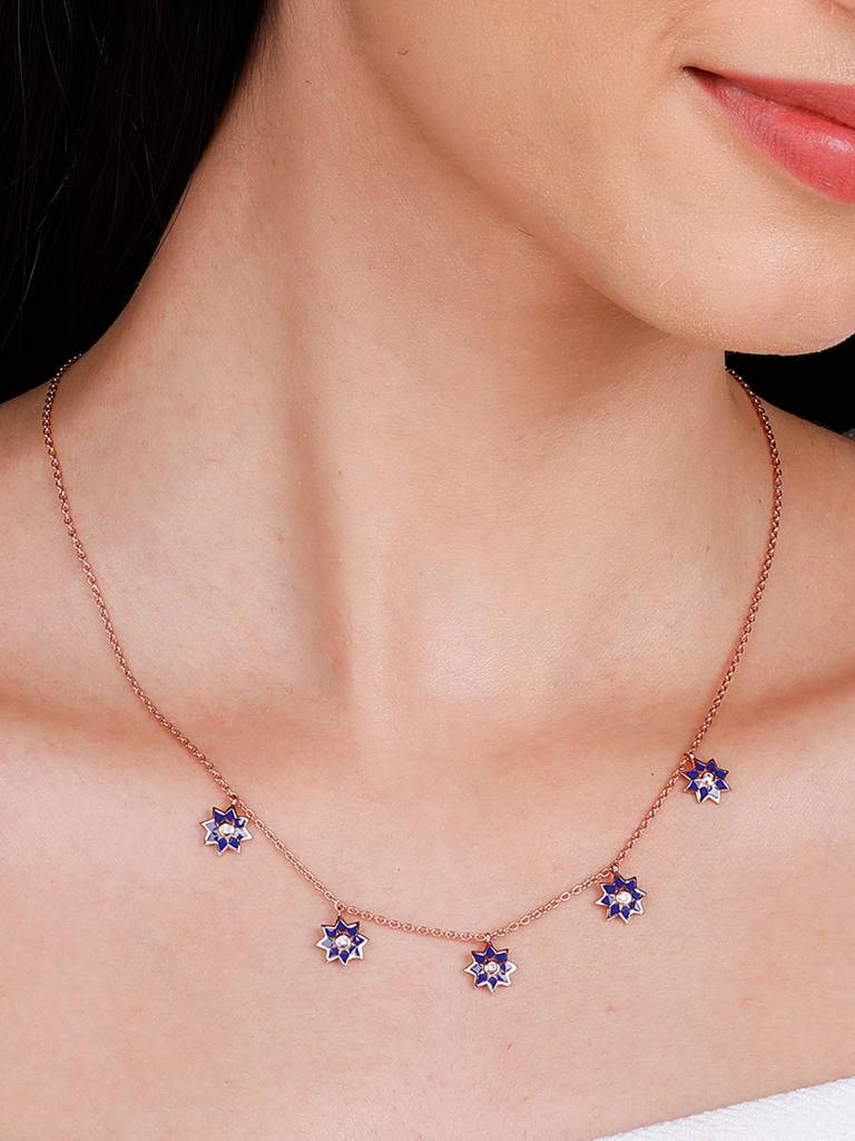 GIVA 925 Sterling Silver Rose Gold Mughal Architecture Necklace