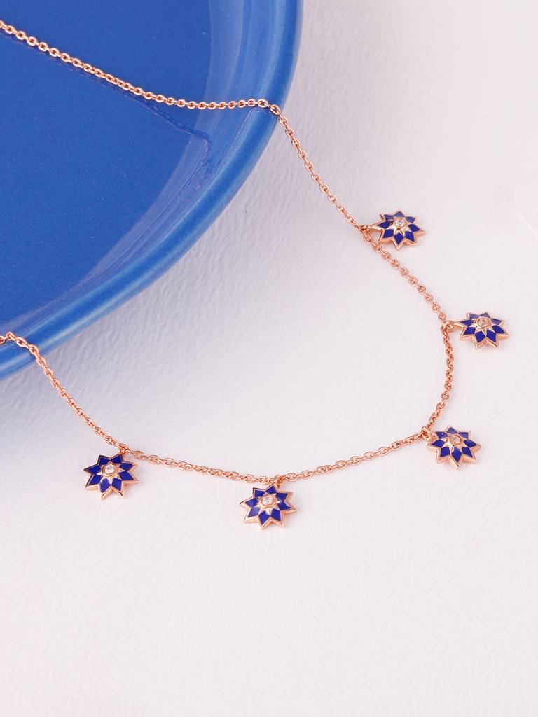 GIVA 925 Sterling Silver Rose Gold Mughal Architecture Necklace