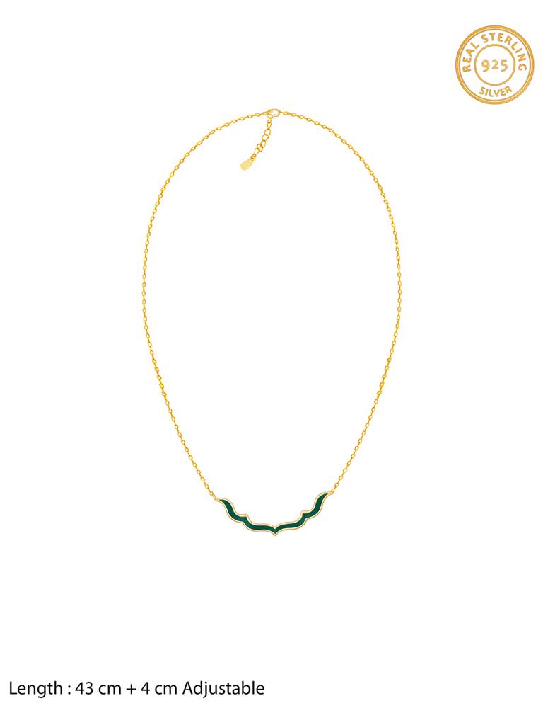 GIVA 925 Sterling Silver Golden Emerald Nawab Necklace