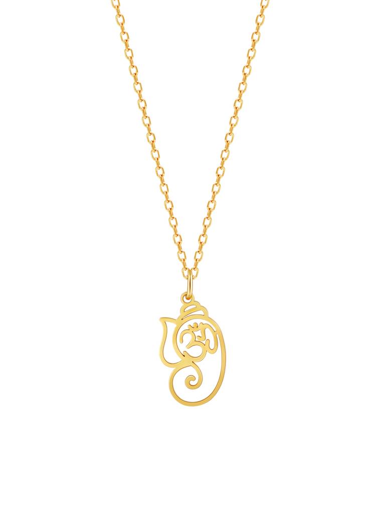 GIVA 925 Sterling Silver Golden Vinayaka Blessing Pendant with Link Chain