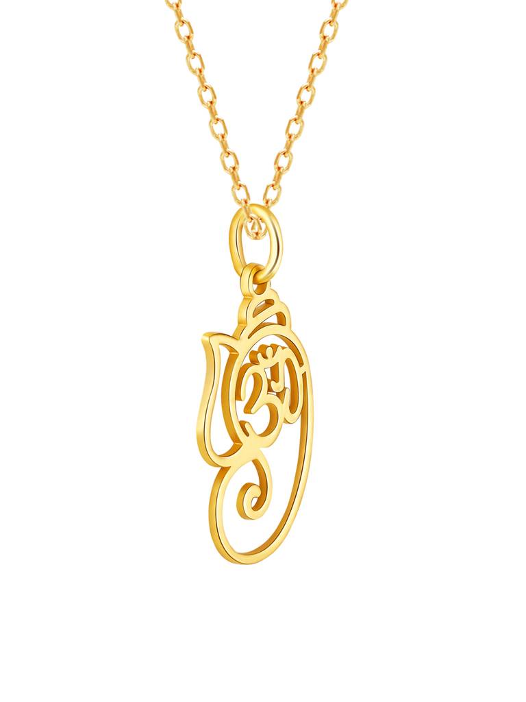 GIVA 925 Sterling Silver Golden Vinayaka Blessing Pendant with Link Chain