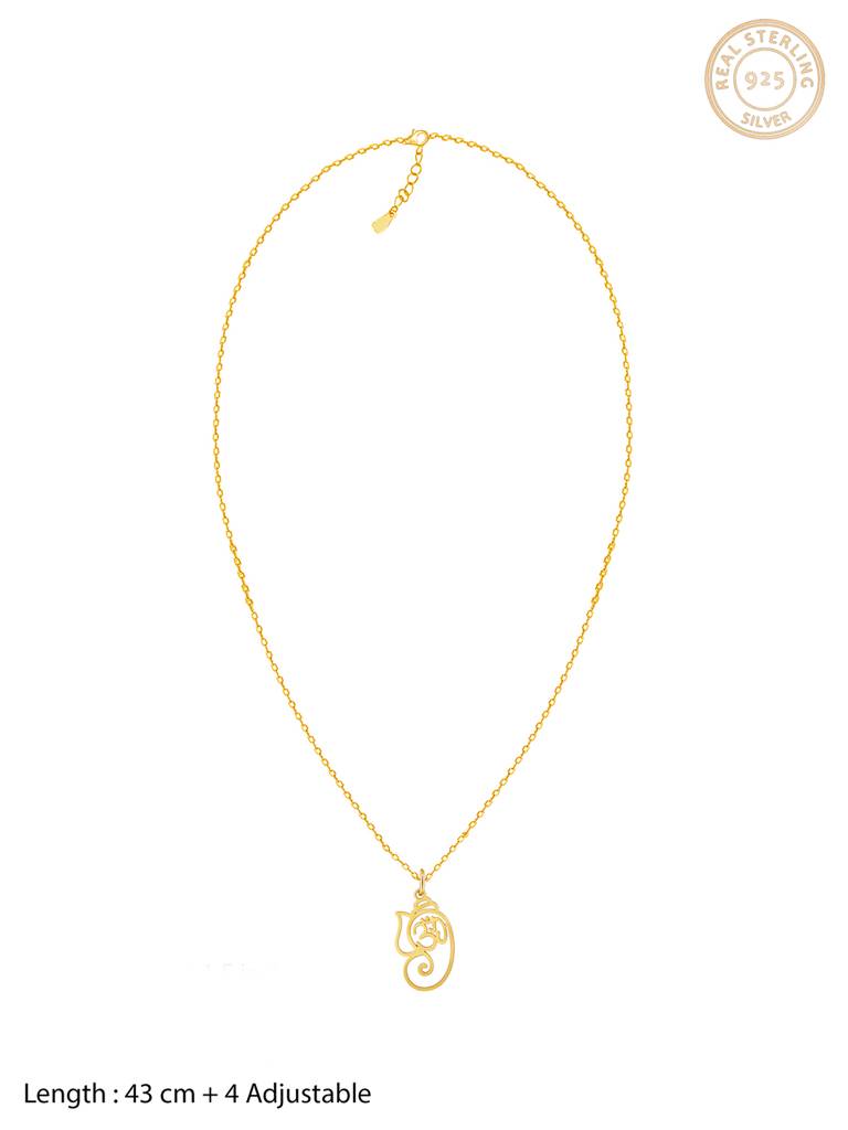 GIVA 925 Sterling Silver Golden Vinayaka Blessing Pendant with Link Chain