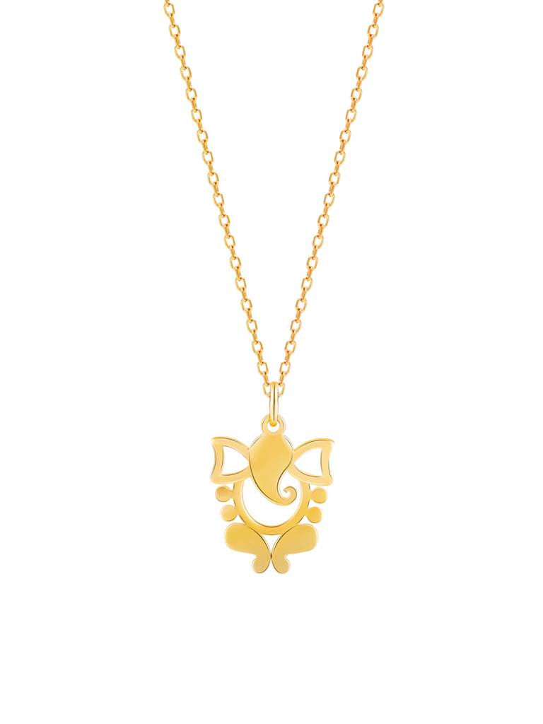GIVA 925 Sterling Silver Golden Ganapati Silhouette Pendant with Link Chain