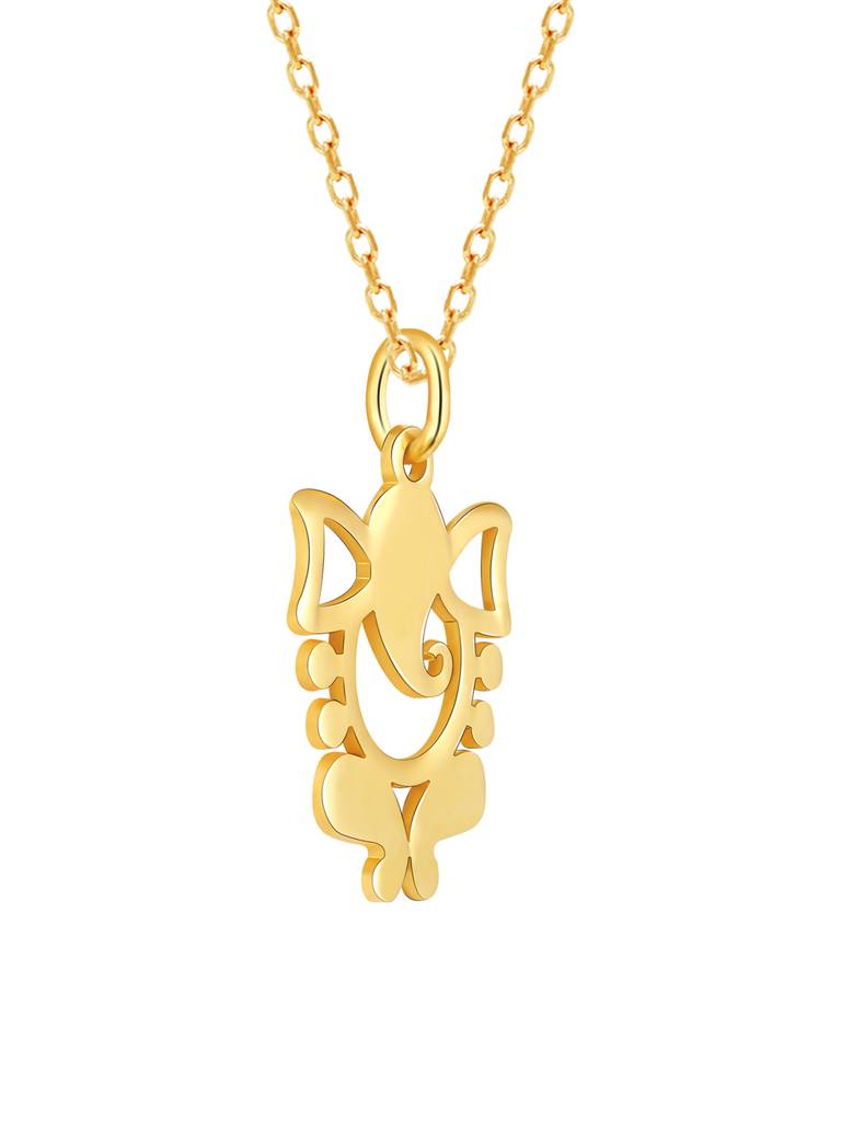 GIVA 925 Sterling Silver Golden Ganapati Silhouette Pendant with Link Chain