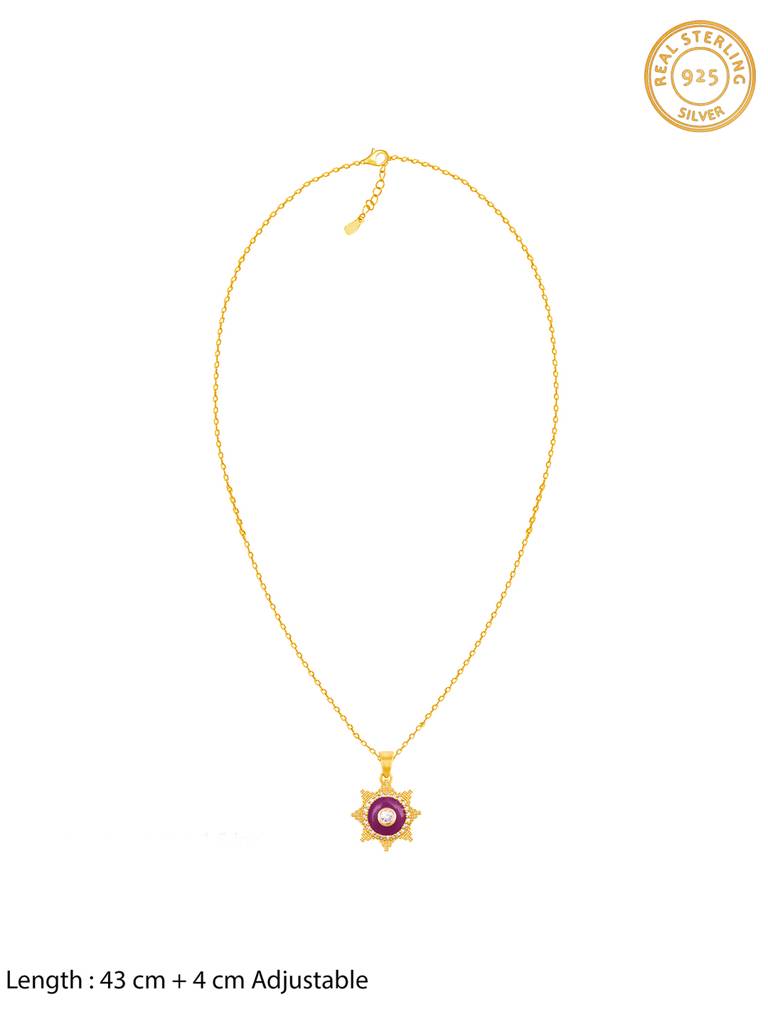 GIVA 925 Sterling Silver Golden British Royal Pendant with Link Chain