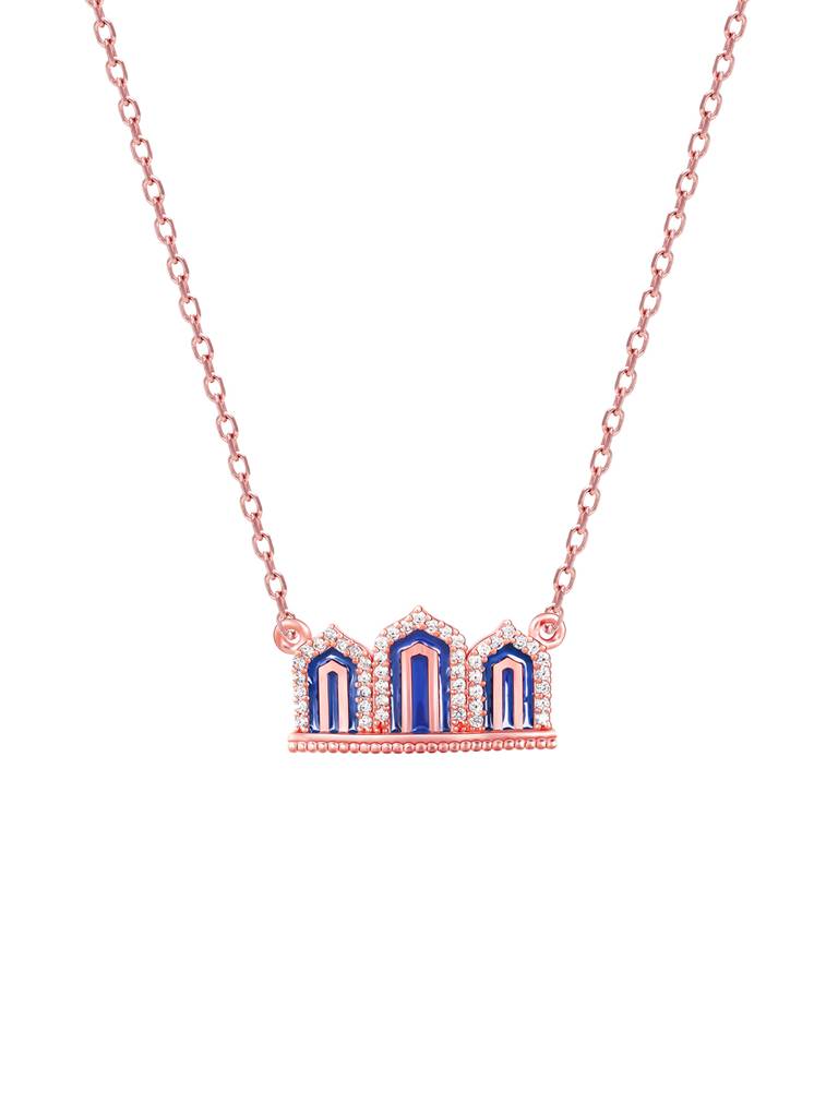 GIVA 925 Sterling Silver Rose Gold Gates to Taj Necklace
