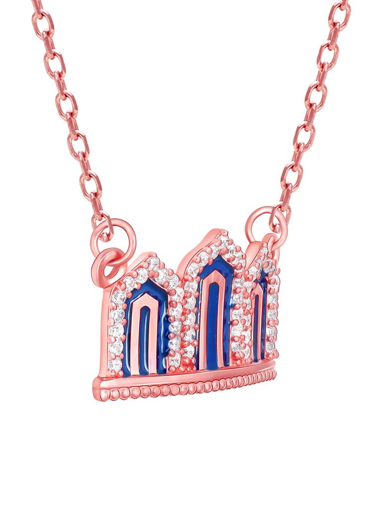 GIVA 925 Sterling Silver Rose Gold Gates to Taj Necklace