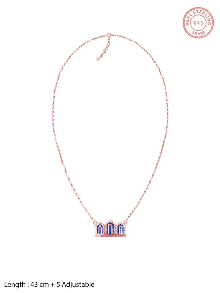 GIVA 925 Sterling Silver Rose Gold Gates to Taj Necklace