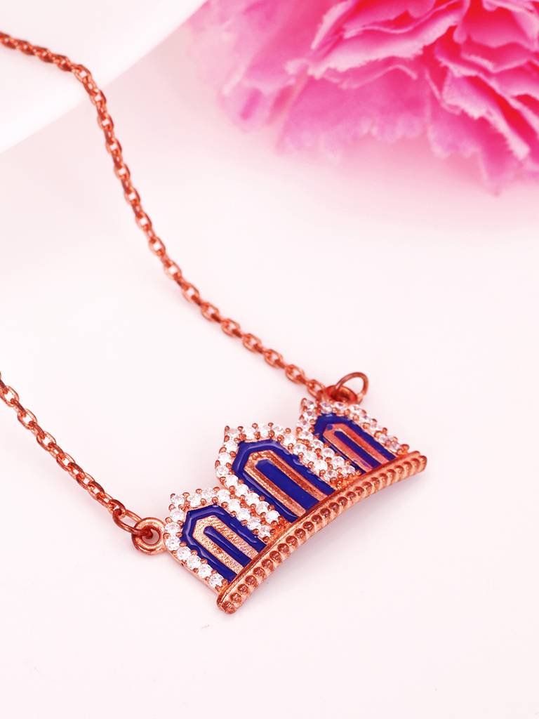 GIVA 925 Sterling Silver Rose Gold Gates to Taj Necklace
