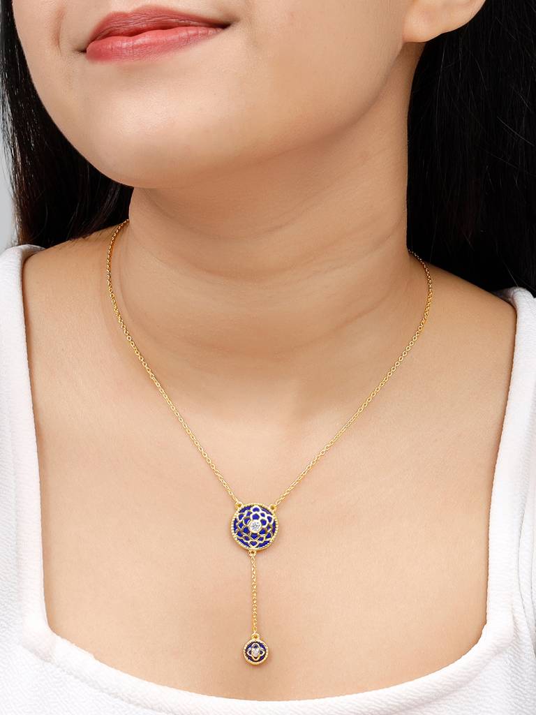 GIVA 925 Sterling Silver Golden Taj Motif Necklace