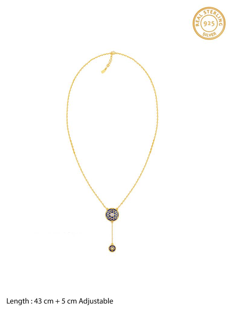 GIVA 925 Sterling Silver Golden Taj Motif Necklace