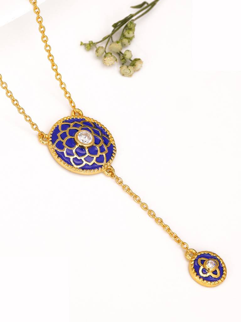 GIVA 925 Sterling Silver Golden Taj Motif Necklace
