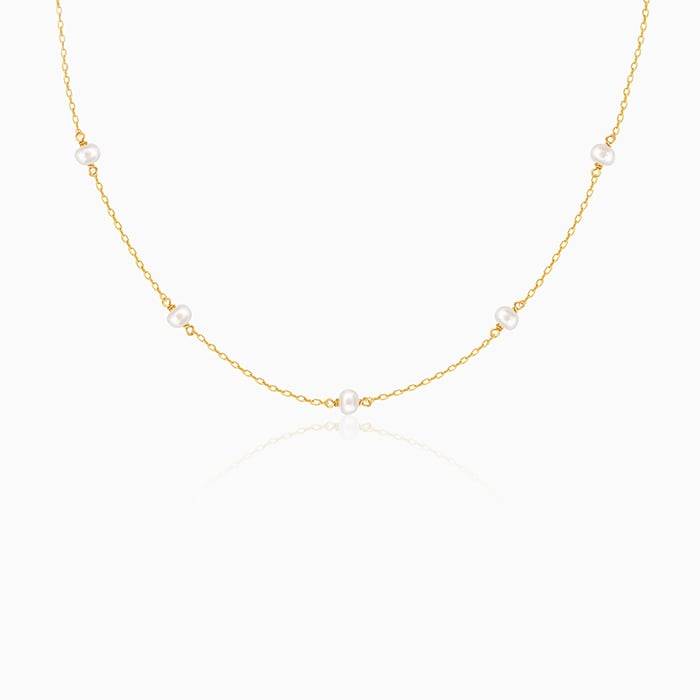 Golden Delicate Pearl Necklace : PD01563