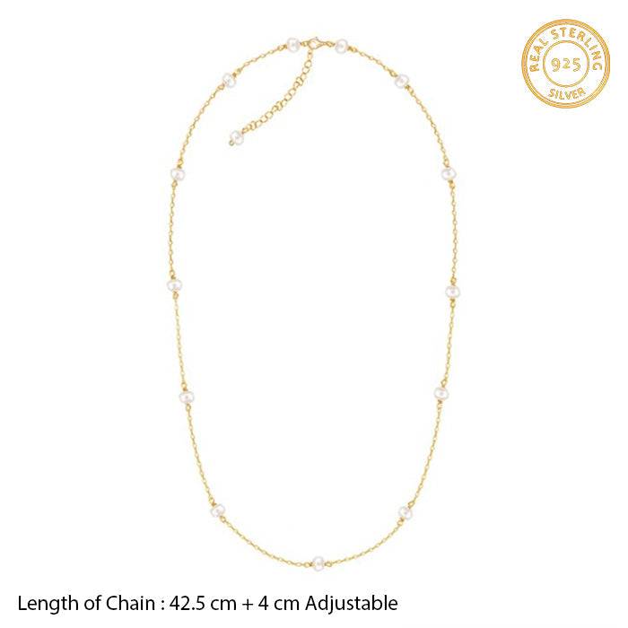 Golden Delicate Pearl Necklace : PD01563