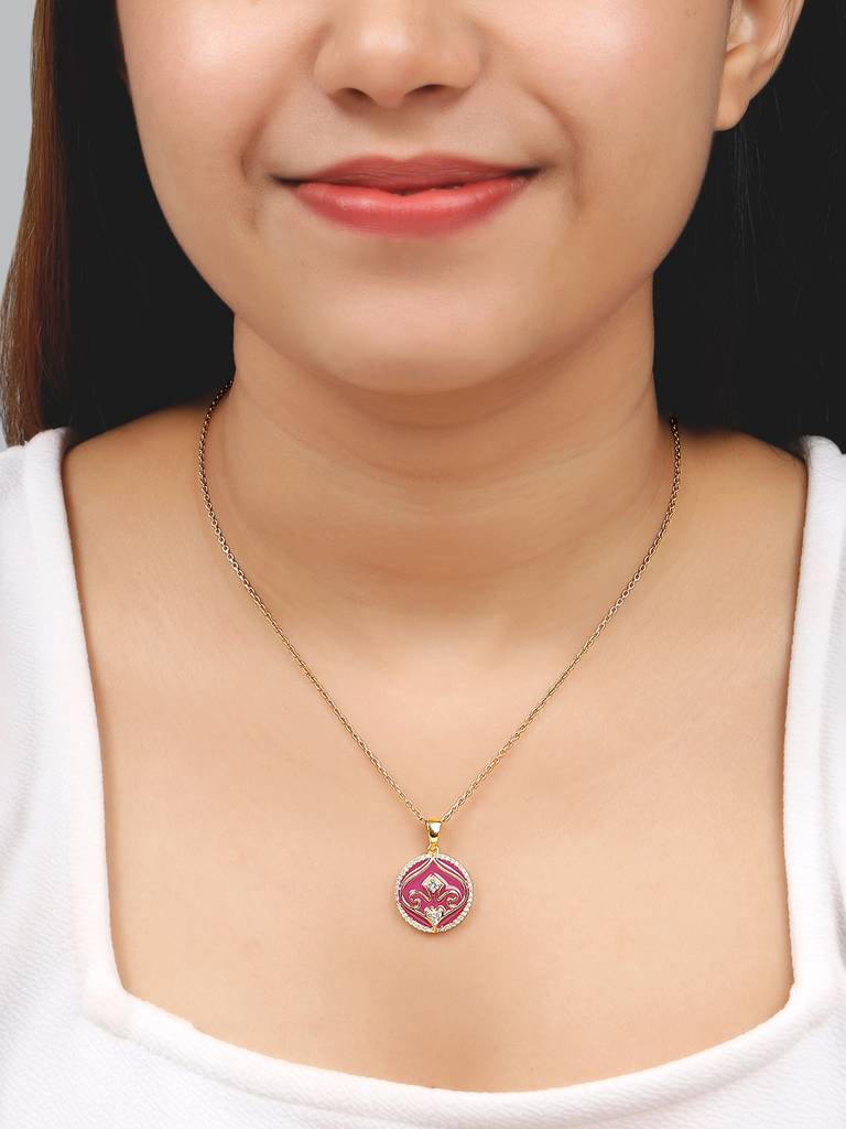 GIVA 925 Sterling Silver Golden Taj of Love Pendant with Link Chain