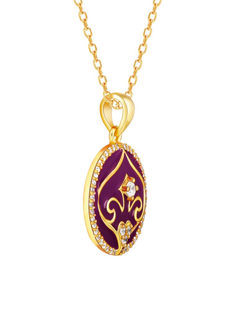 GIVA 925 Sterling Silver Golden Taj of Love Pendant with Link Chain