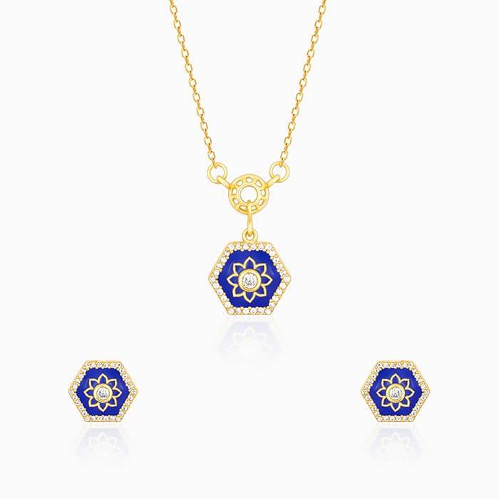 Giva 925 Sterling Silver Golden Taj Mosaic Pendant And Earrings Set | Gifts For Women And  : PD01567ER01893