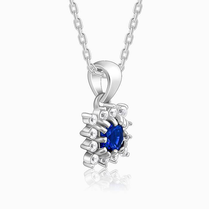 Anushka Sharma Silver Royal Blue Pendant With Link Chain : PD0156
